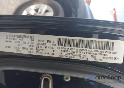 2013 Ram 1500 Tradesman z USA, uszkodzony, nr VIN 1C6RR6FP0DS656205